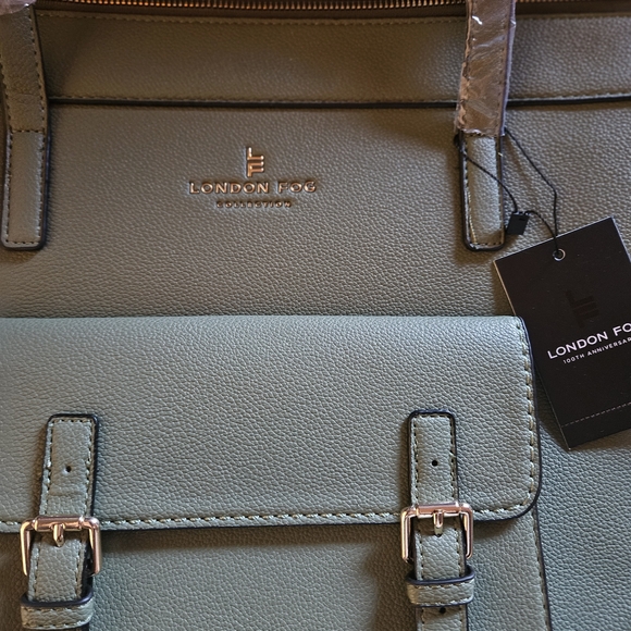 London Fog Handbags - NWT London Fog Sophia Pebble Tote Olive Green 100th Anniversary